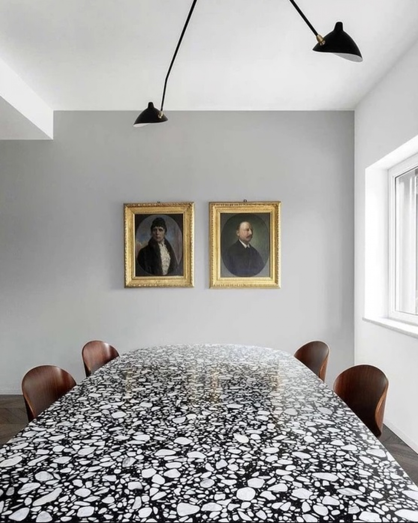 Marble terrazzo 991 top black table design 
