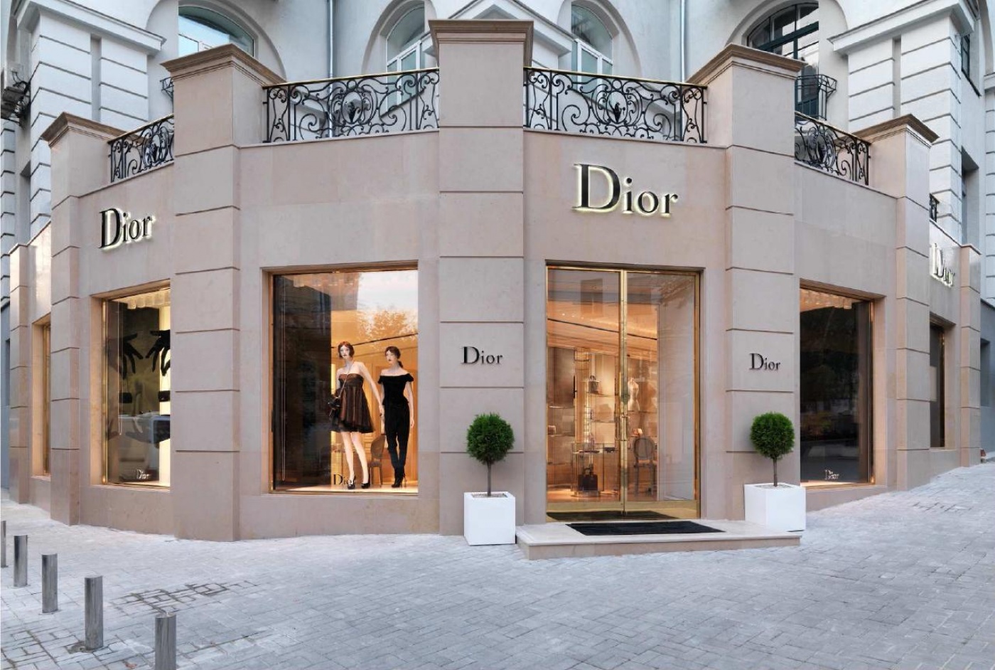 Marble Wall Cladding with Hauteville stone for Christian DIOR Kiev shop (Ukraine)