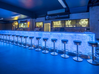 Comptoir de bar sur mesure rétro éclairé en verre Ocean blue Magna