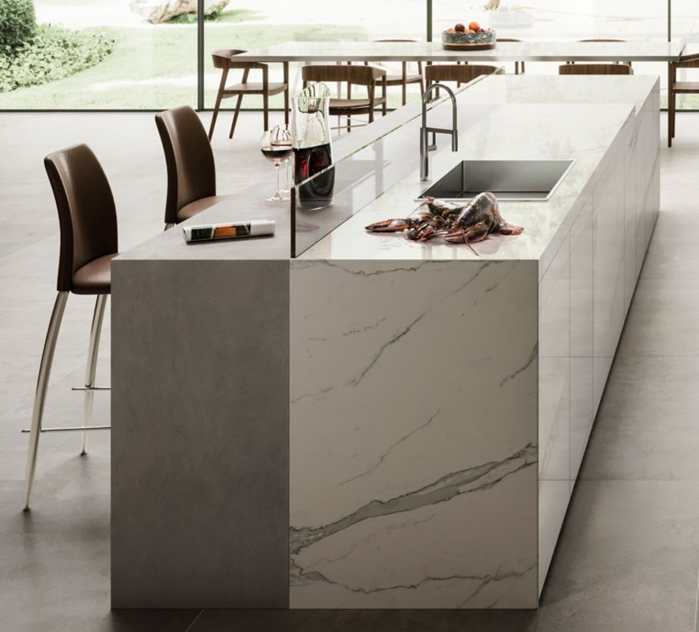 Composite Marbres Ciment Terrazzo Granito Céramique italienne marbre blanc calacatta Extra