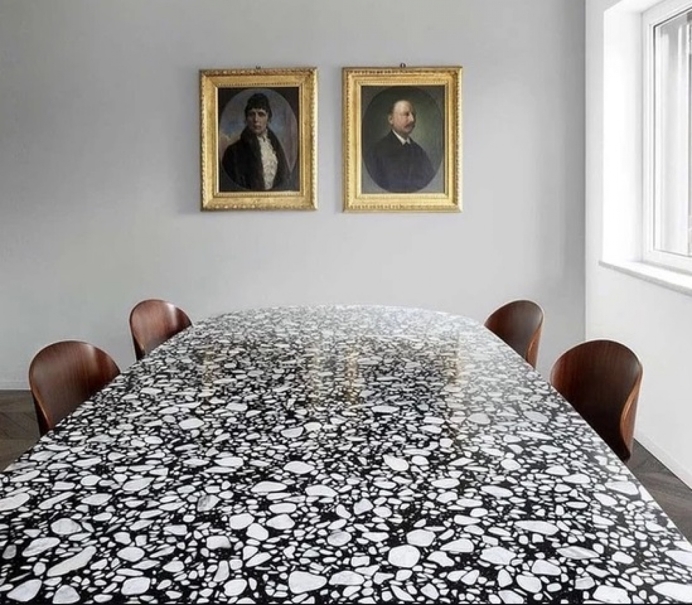 Céramique terrazzo 991 top black table design 